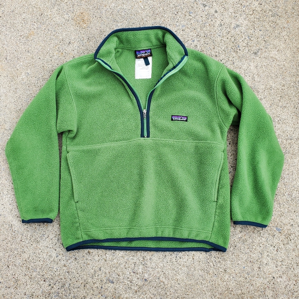 Patagonia Sweater Boys Extra Large Green Fleece Quarter Zip Synchilla Youth